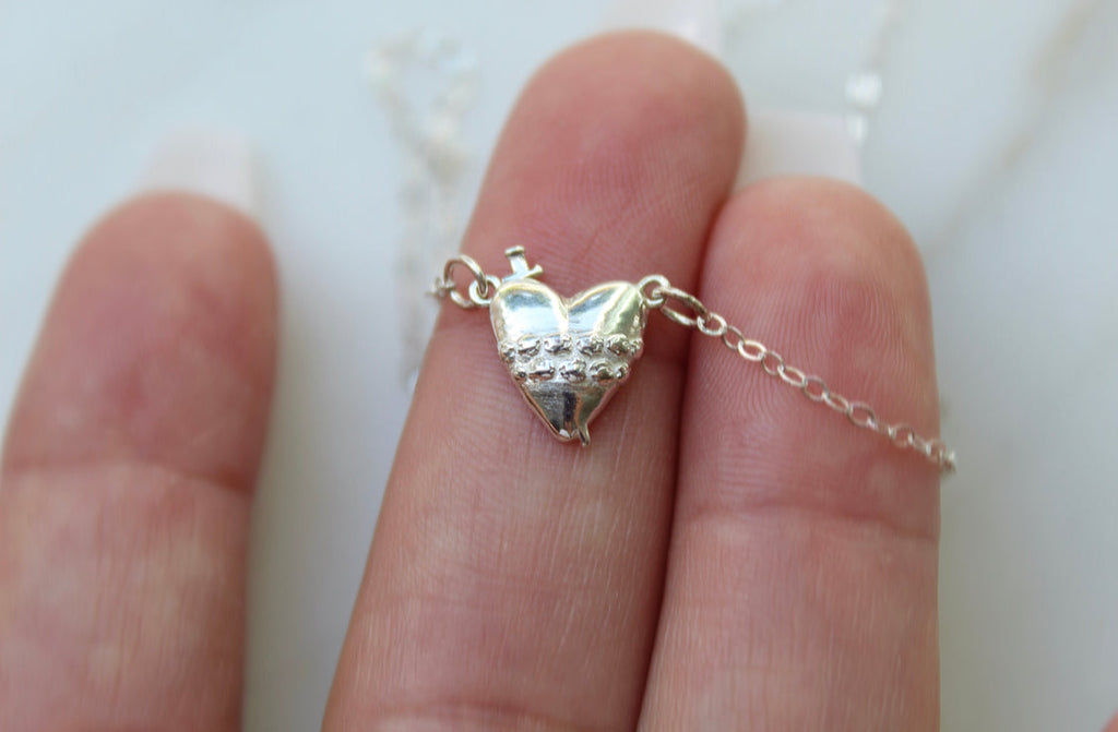 Immaculate Heart of Mary Necklace in Sterling Silver