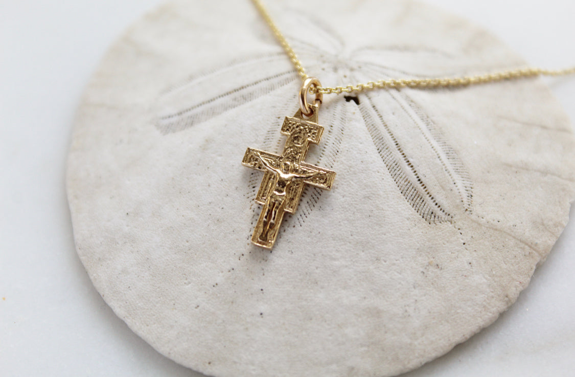 Damiano Crucifix Necklace 14K Gold
