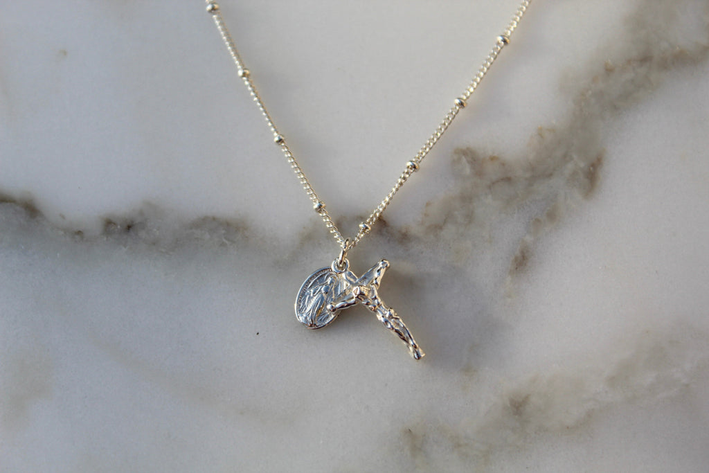 Miraculous Medal and Crucifix in Sterling Silver