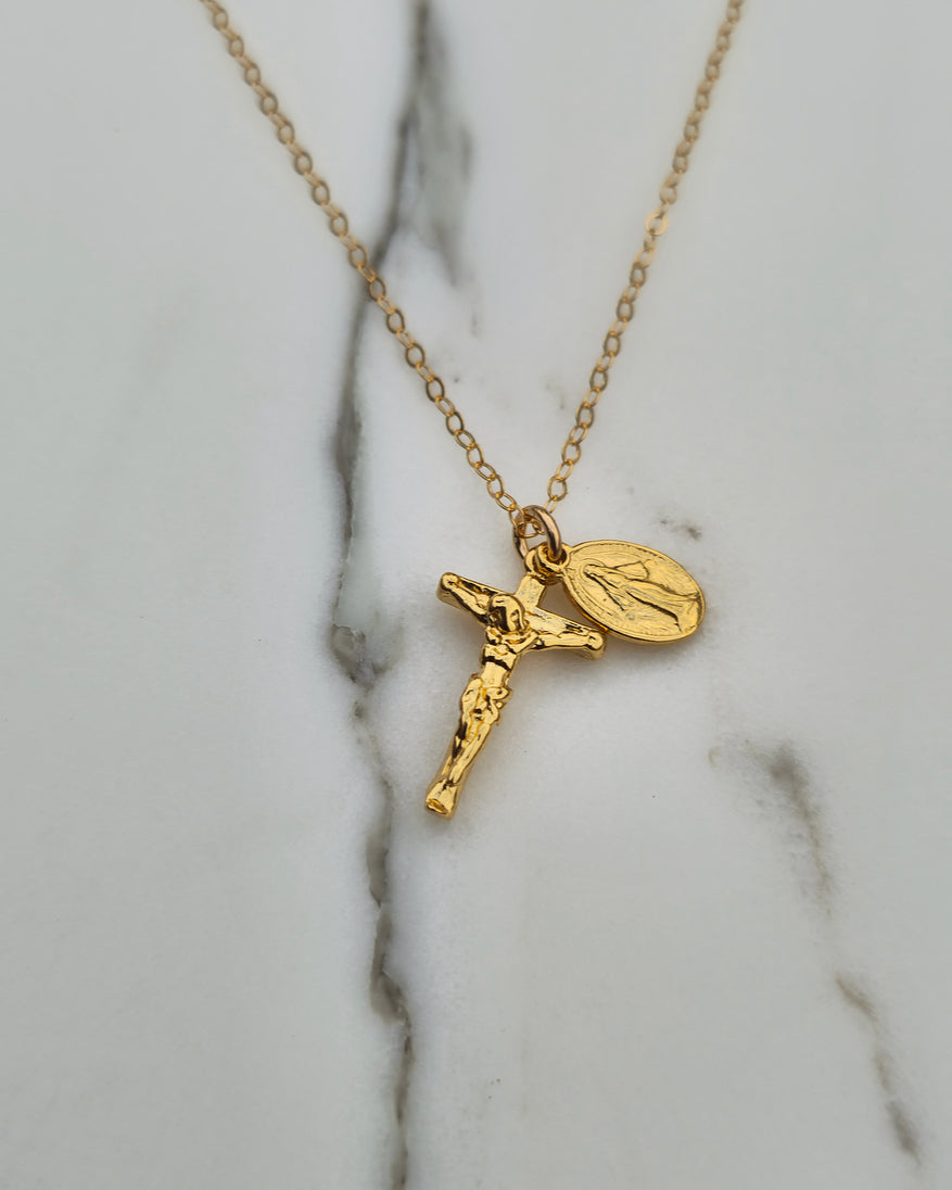 Miraculous Medal and Crucifix Necklace