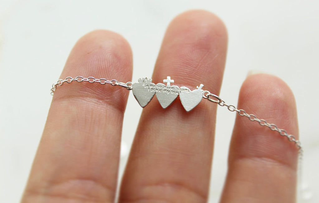 Holy Family Hearts® Bracelet Sterling Silver Tiny Version
