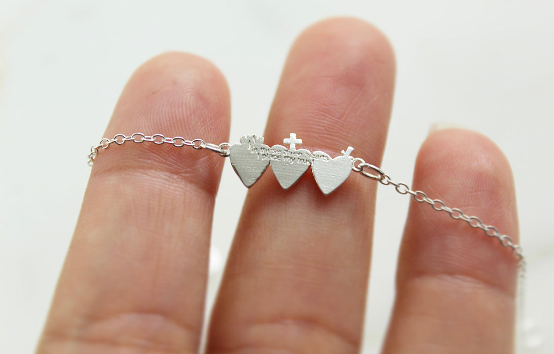 Holy Family Hearts® Bracelet Sterling Silver Tiny Version