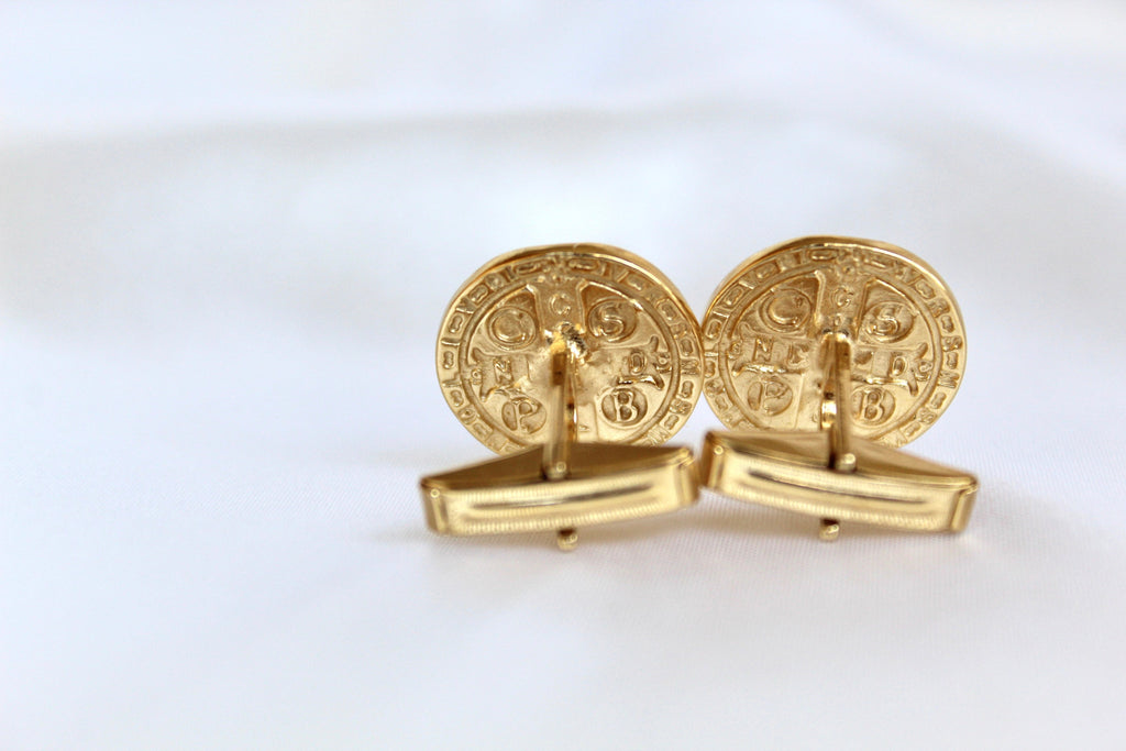 St. Benedict Cufflinks in Gold Vermeil