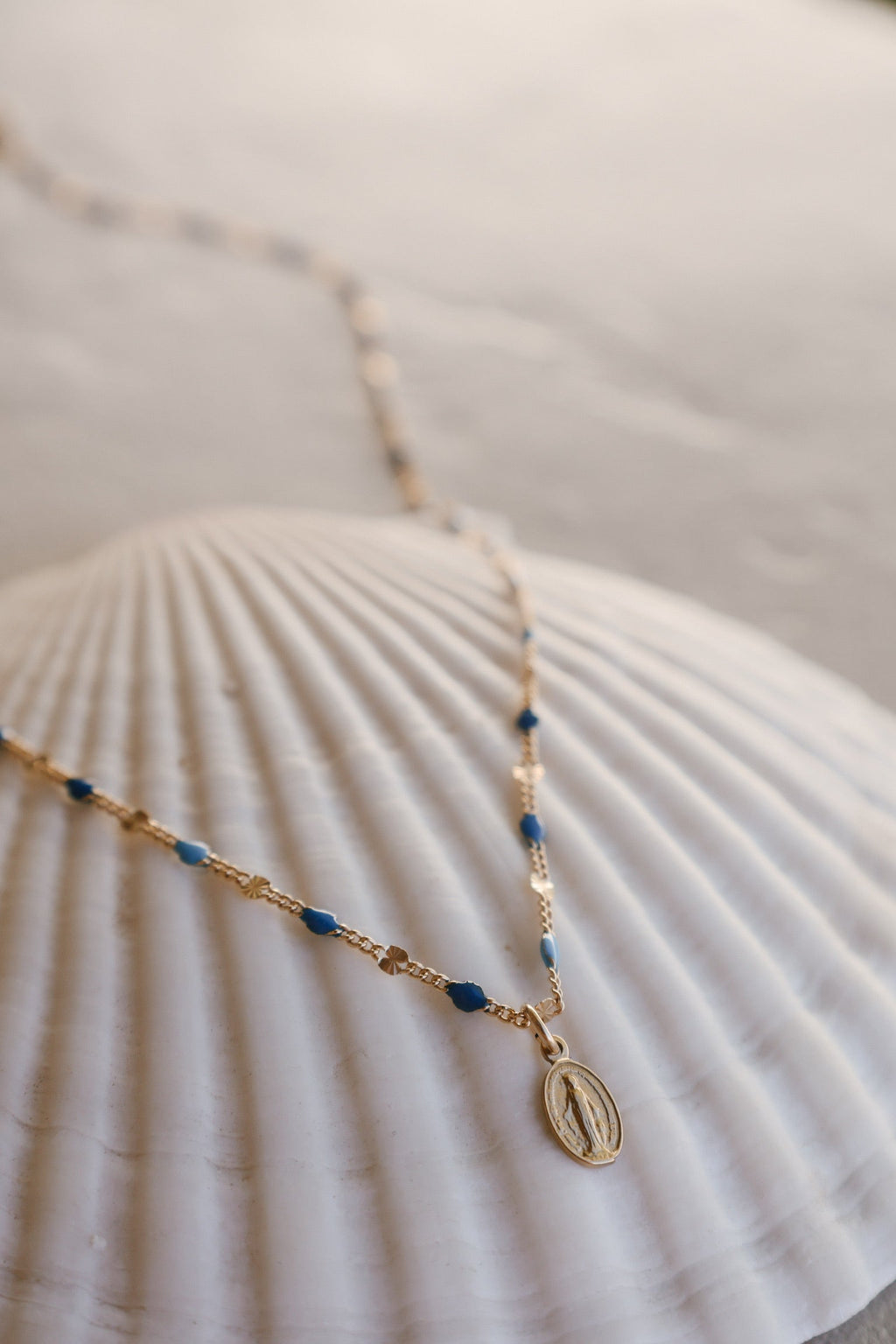 Celestial Blue Miraculous Medal Necklace