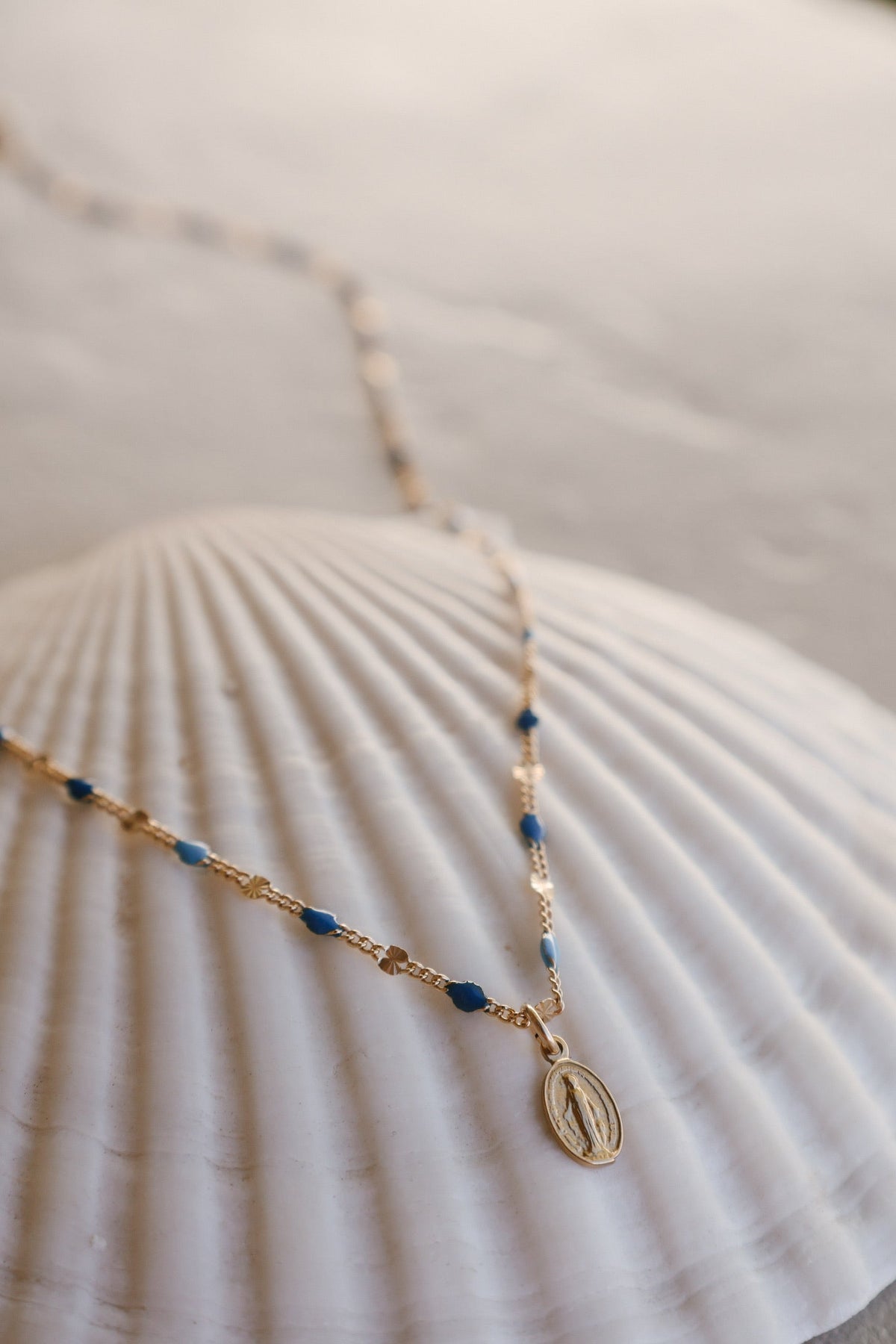 Celestial Blue Miraculous Medal Necklace