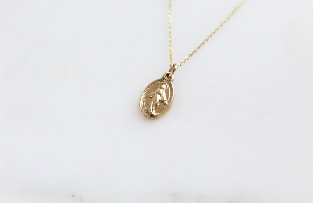 14k Gold Miraculous Medal Necklace