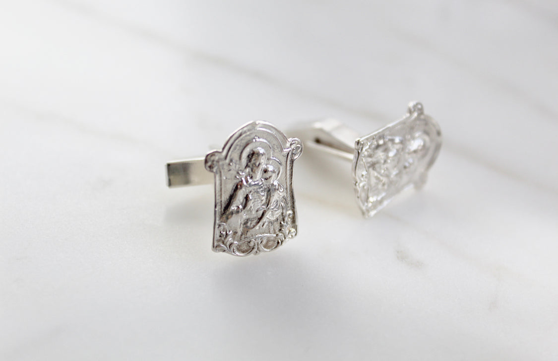 St. Joseph Cufflinks in 925 Sterling Silver