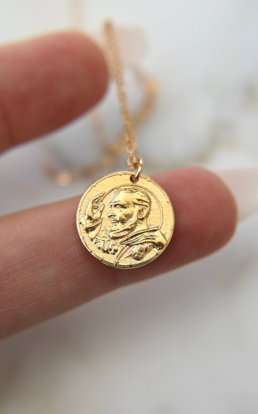 Padre Pio Necklace in Gold Vermeil