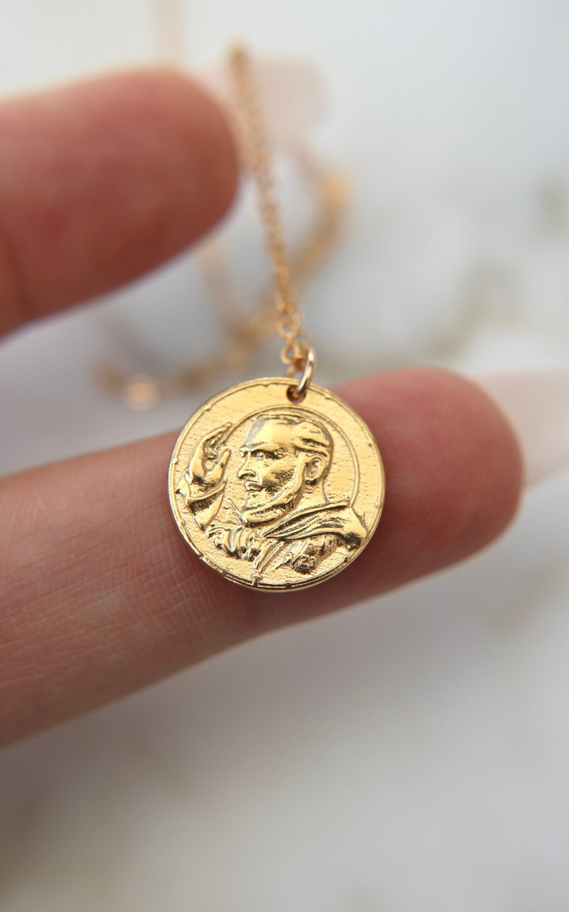 Padre Pio Necklace in Gold Vermeil
