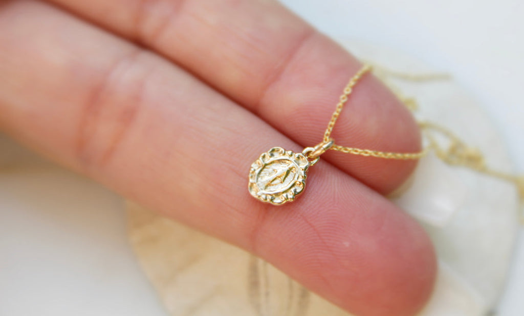 14K Gold Tiny Miraculous Medal Necklace