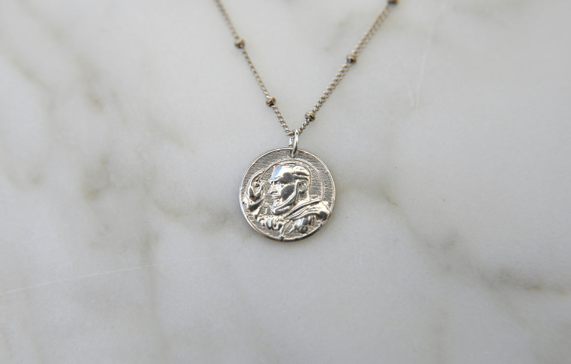 St. Padre Pio Necklace in Sterling Silver