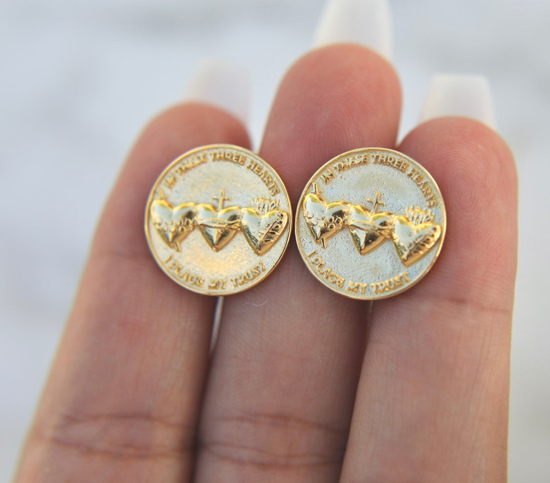 Holy Family Hearts® Cufflinks in Vermeil