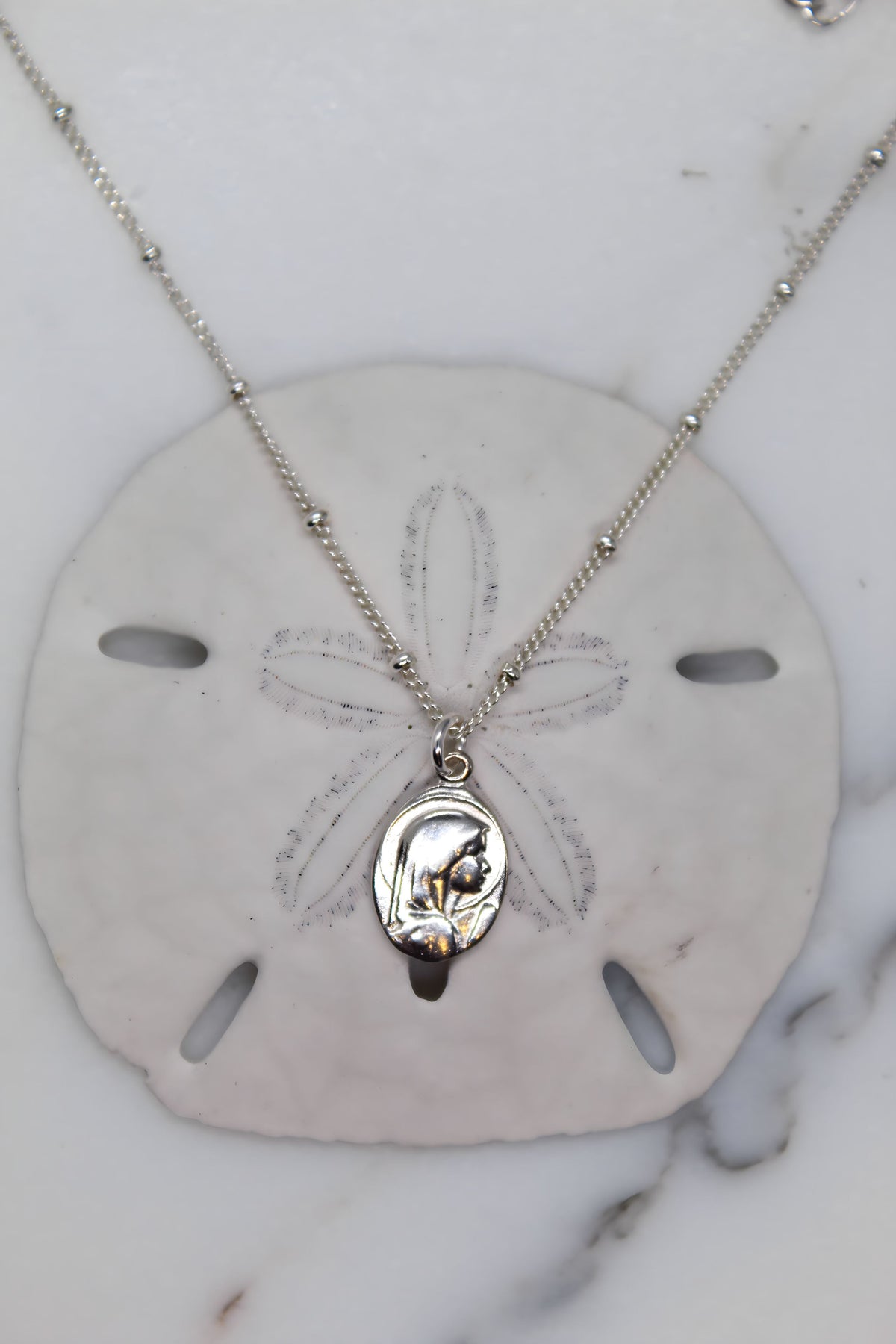 Mary Oval Sterling Silver Necklace