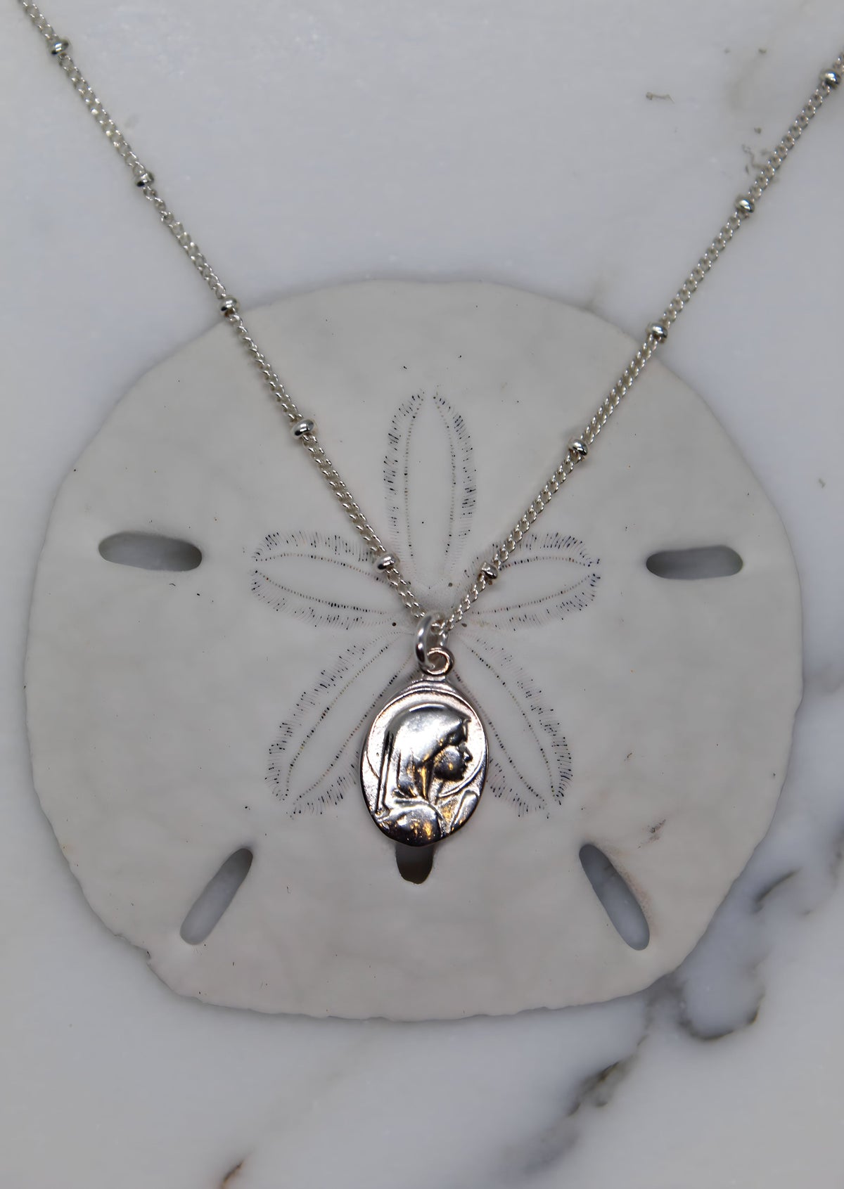 Mary Oval Sterling Silver Necklace