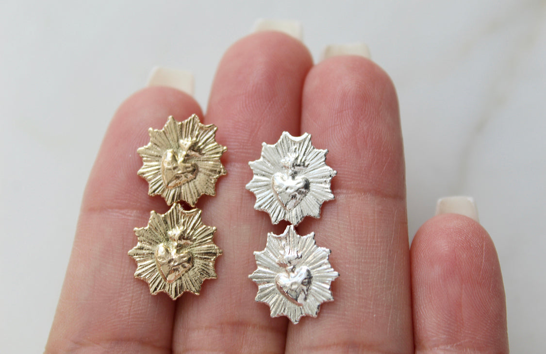 Sacred Heart Earrings in 14k Gold *Made to Order*