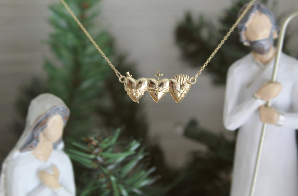 Holy Family Hearts® Necklace in 14k Gold
