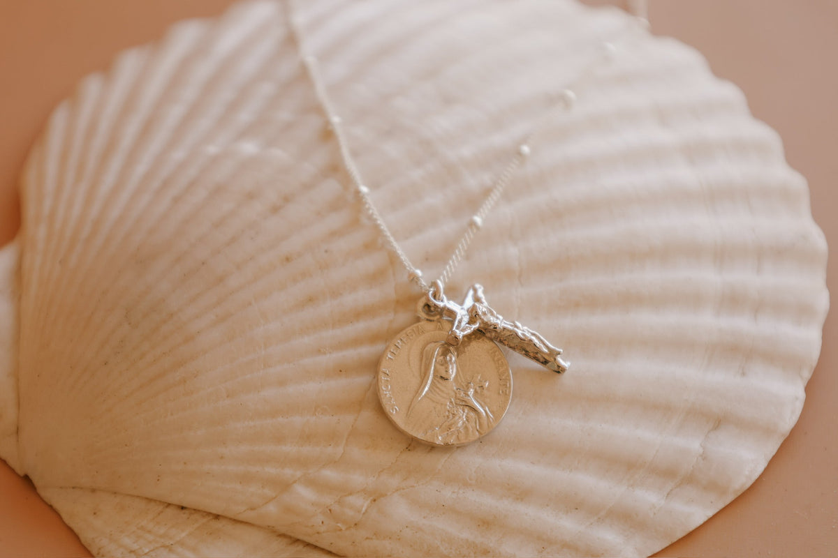 St. Therese of Lisieux & Crucifix | Sterling Silver