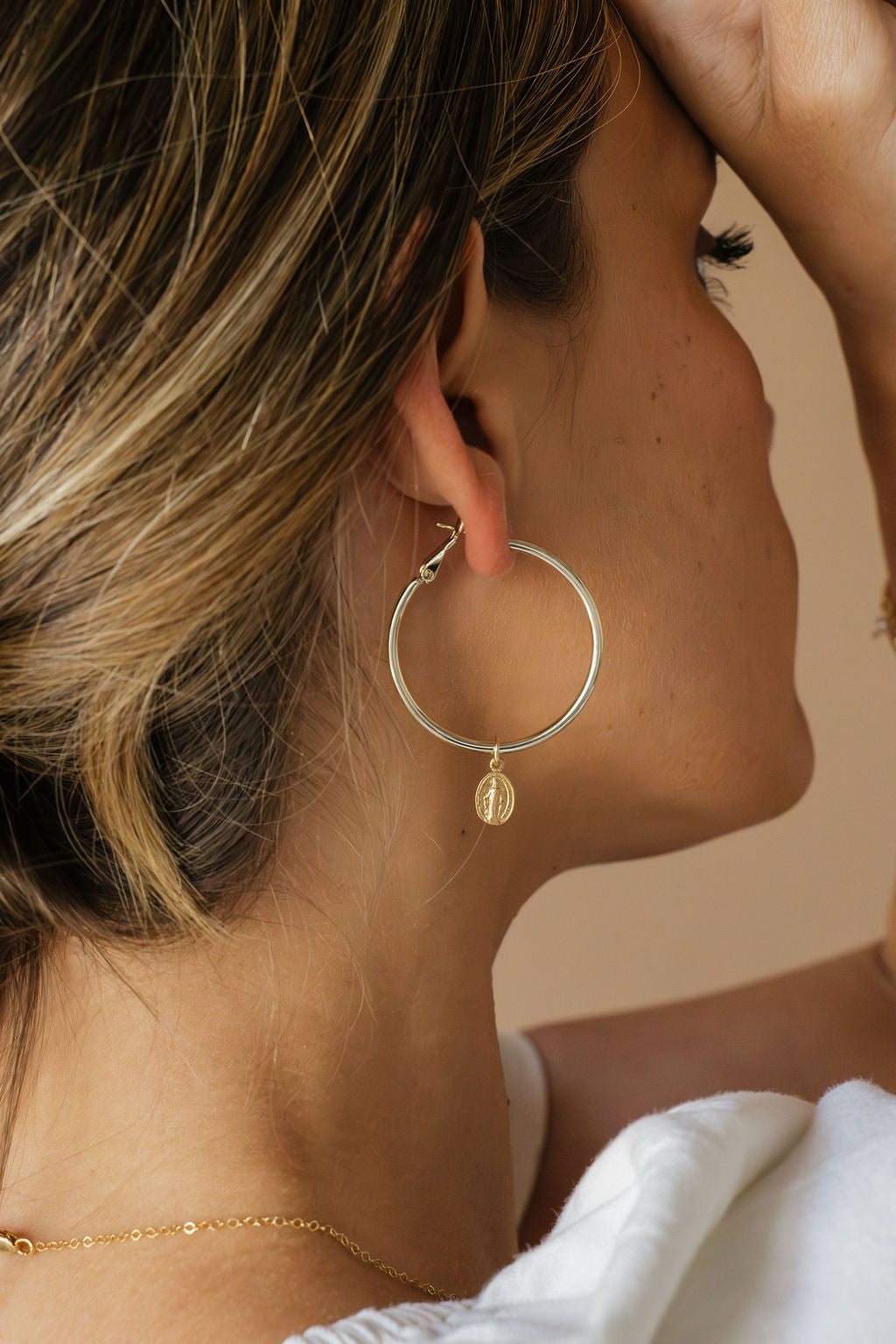 Miraculous Medal Hoop Earrings