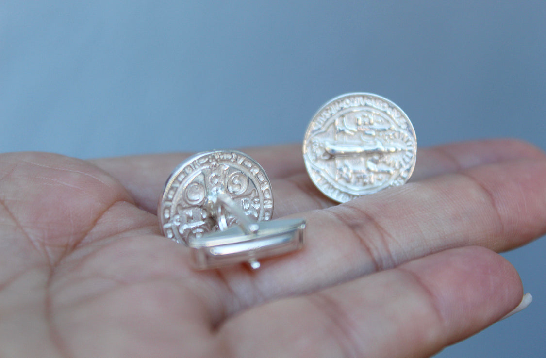 St. Benedict Cufflinks in Silver