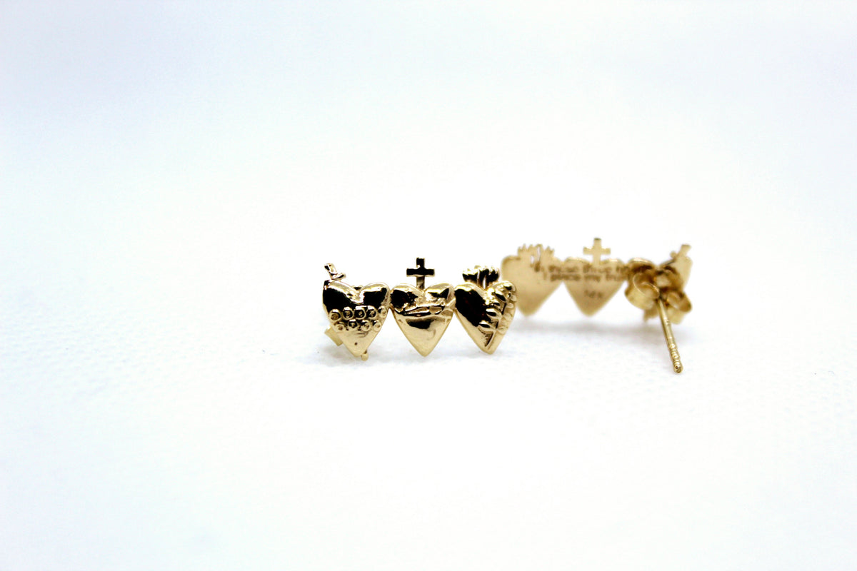 Holy Family Hearts® Earrings in 14K