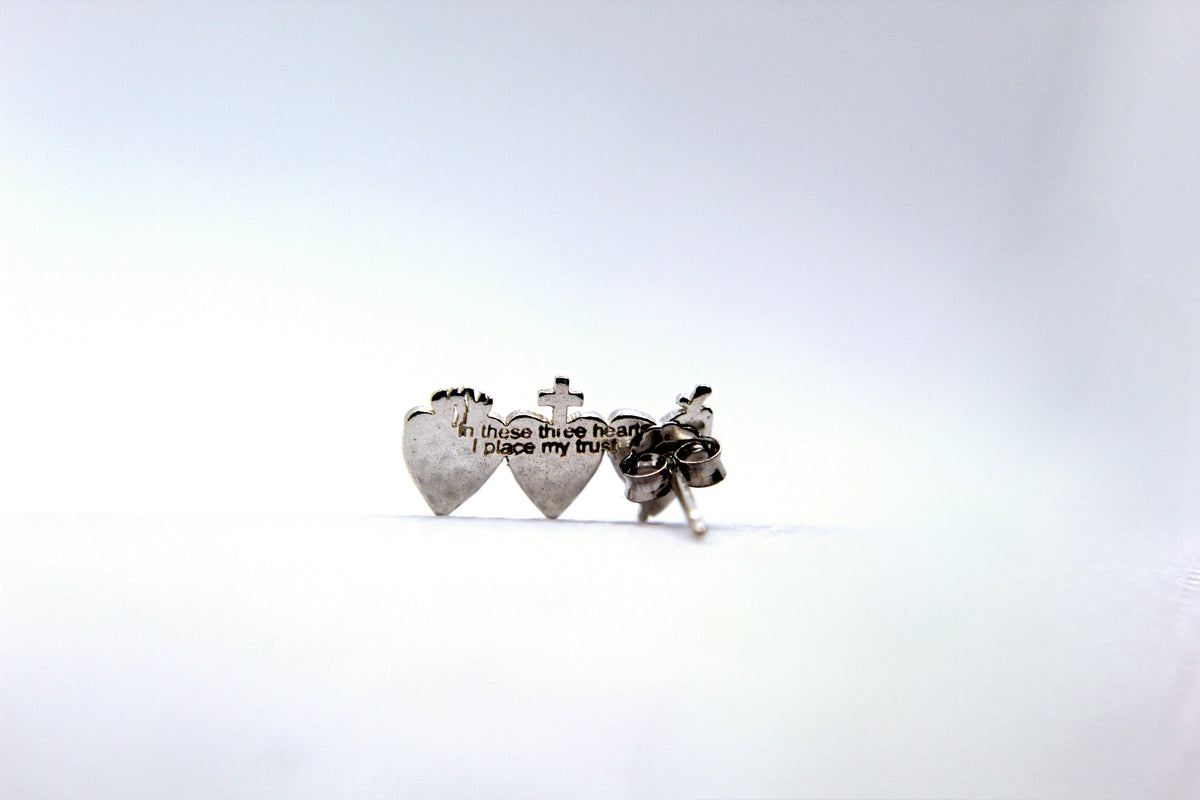 Holy Family Hearts® Earrings in 925 Sterling Silver
