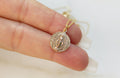 14k Gold Round Miraculous Medal Necklace
