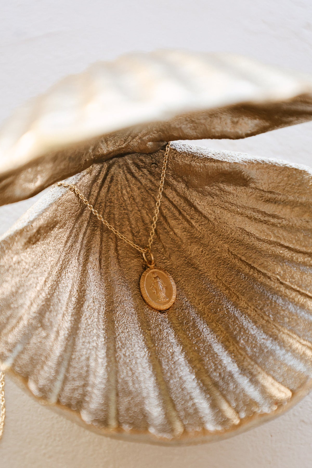 14k Dainty Miraculous Medal Necklace