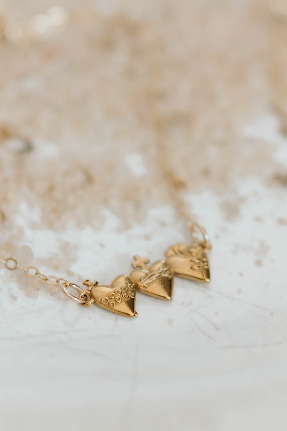Holy Family Hearts® In Polished Brass Tiny Version