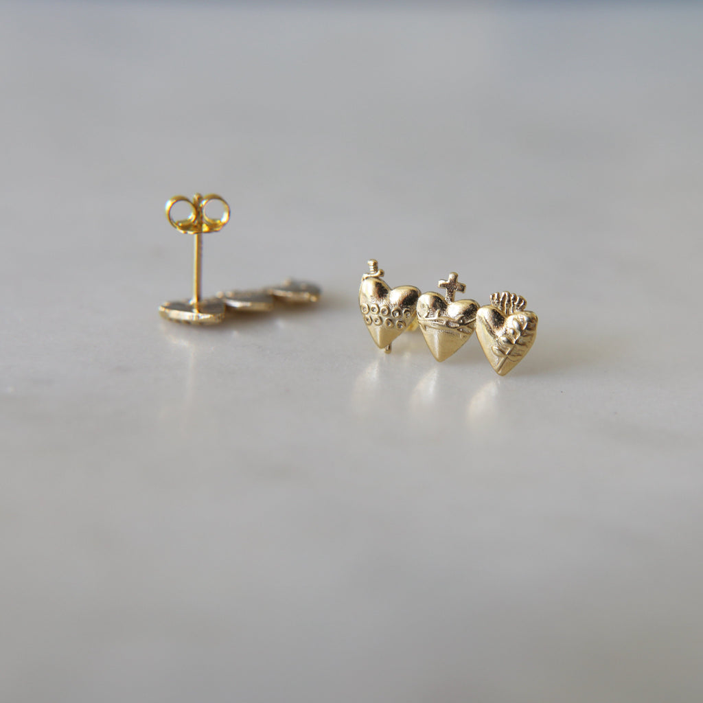 Holy Family Hearts® Earrings in Gold Vermeil