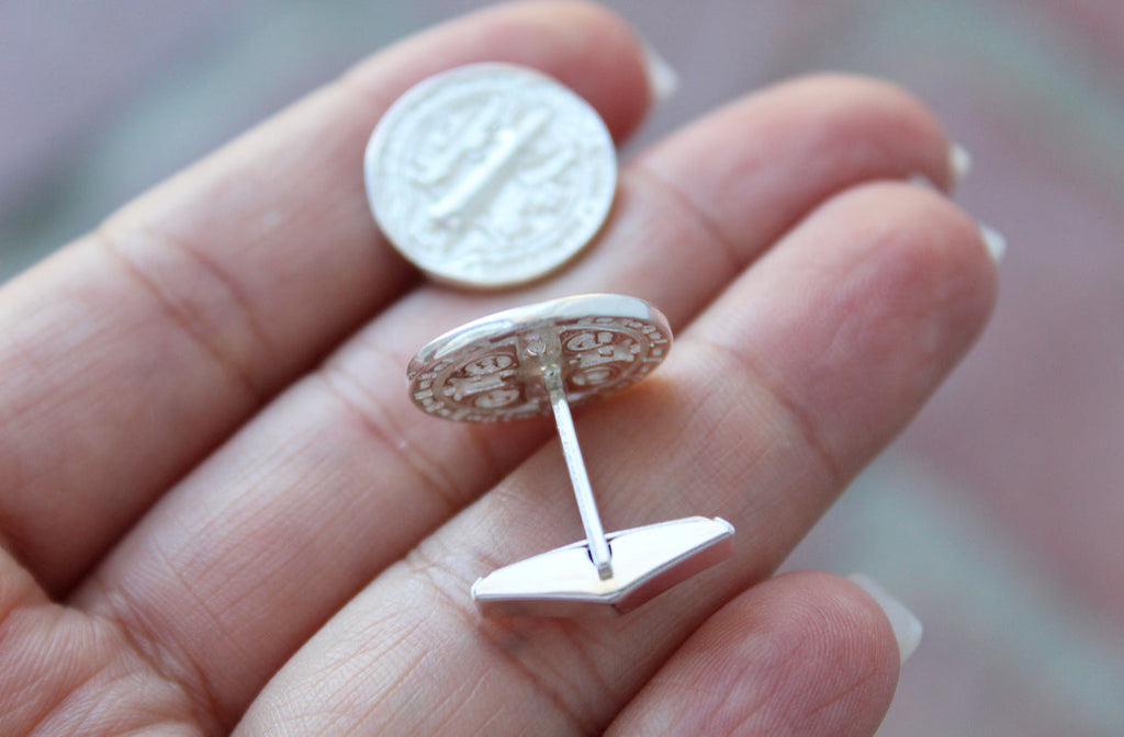 St. Benedict Cufflinks in Silver