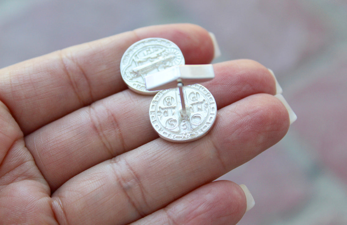 St. Benedict Cufflinks in Silver