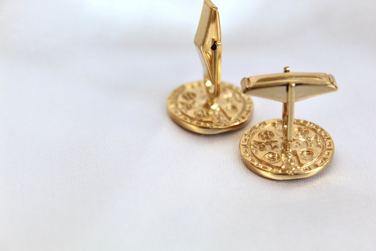 St. Benedict Cufflinks in Gold Vermeil