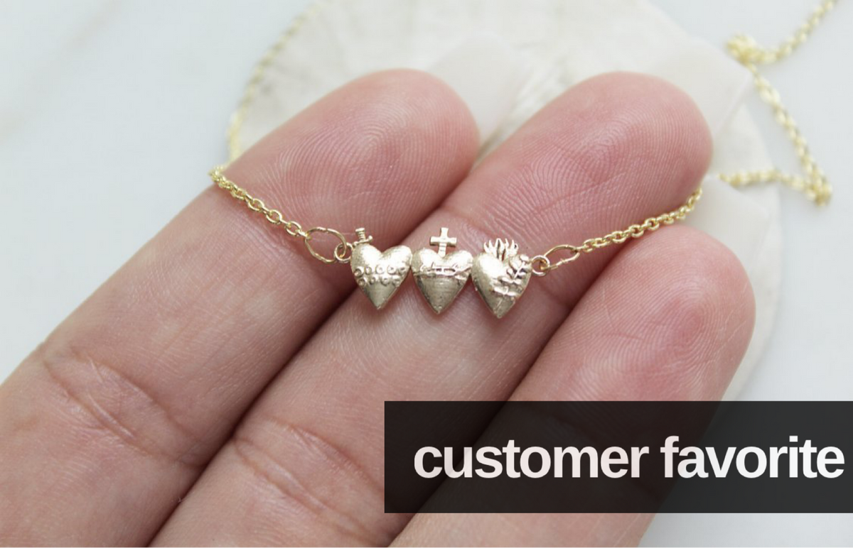 Holy Family Hearts® in 14K Gold Tiny Version