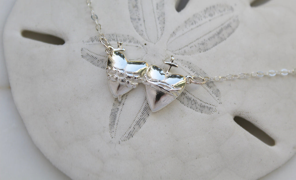 Sacred Heart and Immaculate Heart Necklace in Sterling Silver