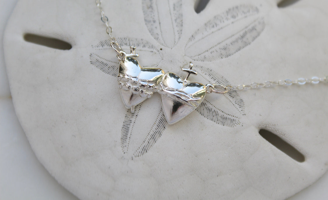 Sacred Heart and Immaculate Heart Necklace in Sterling Silver