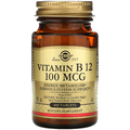 Solgar Vitamin B12 100 MCG 100 Tablets bottle - vegan dietary supplement for energy metabolism and nervous system support