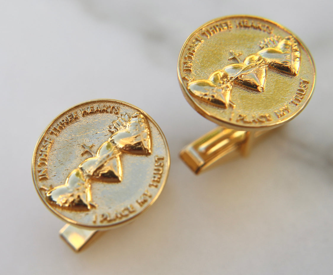 Holy Family Hearts® Cufflinks in Vermeil