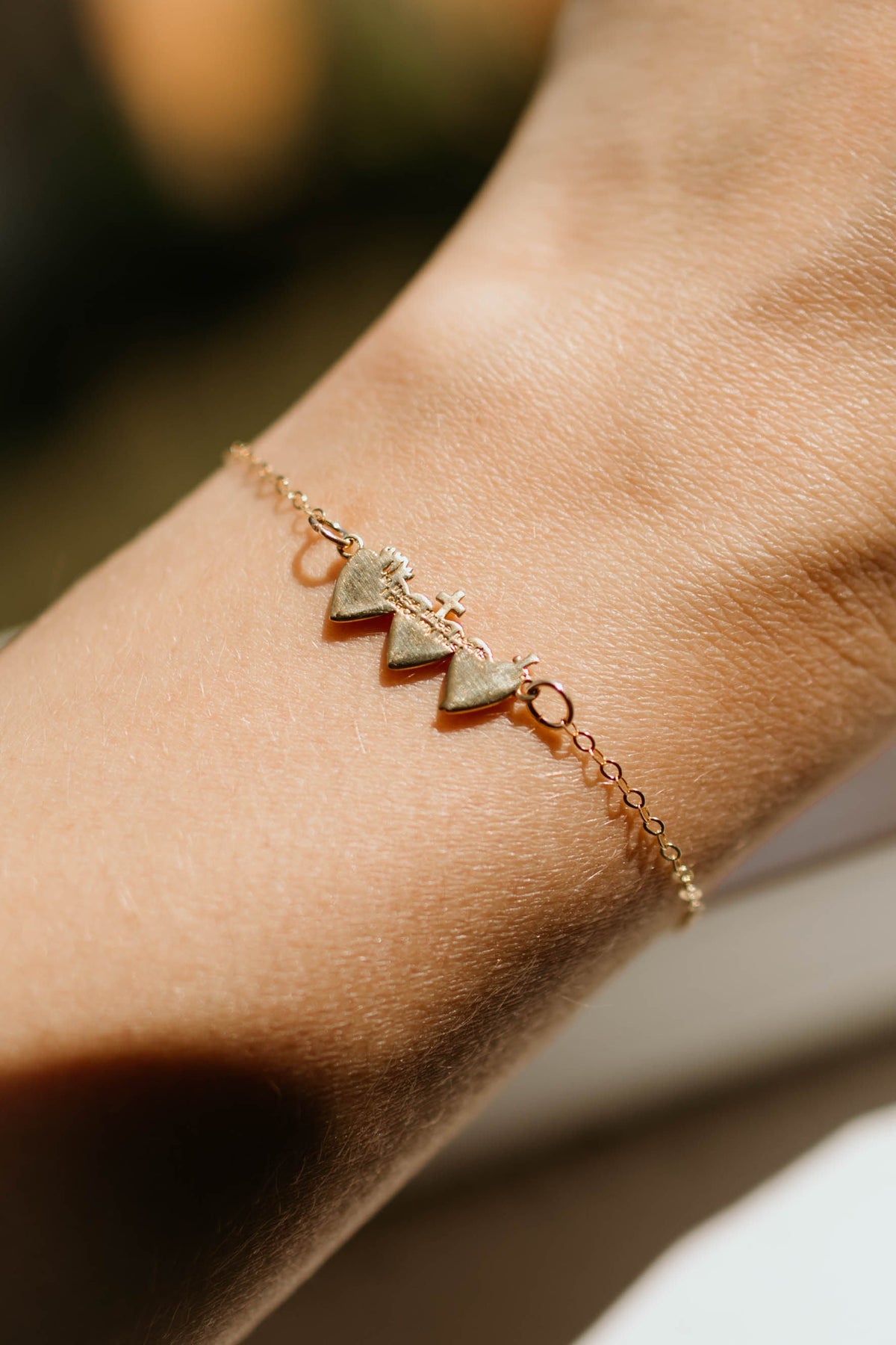 Holy Family Hearts® Bracelet In Polished Brass Tiny Version