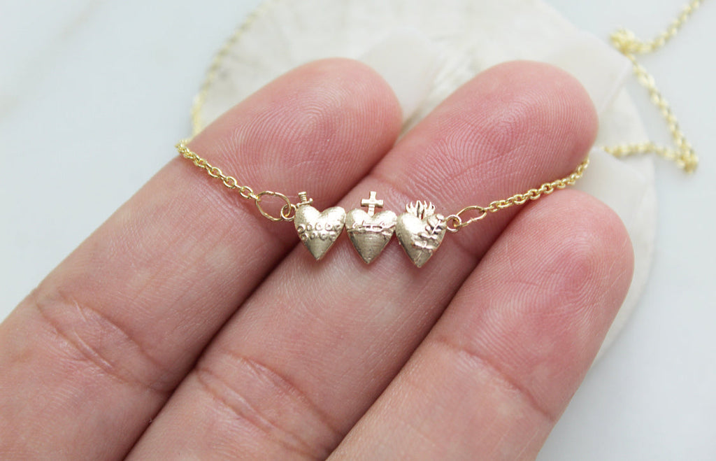 Holy Family Hearts® in 14K Gold Tiny Version