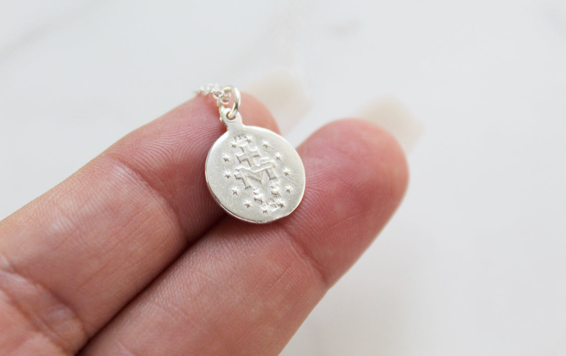 Round Miraculous Medal in 925 Sterling Silver
