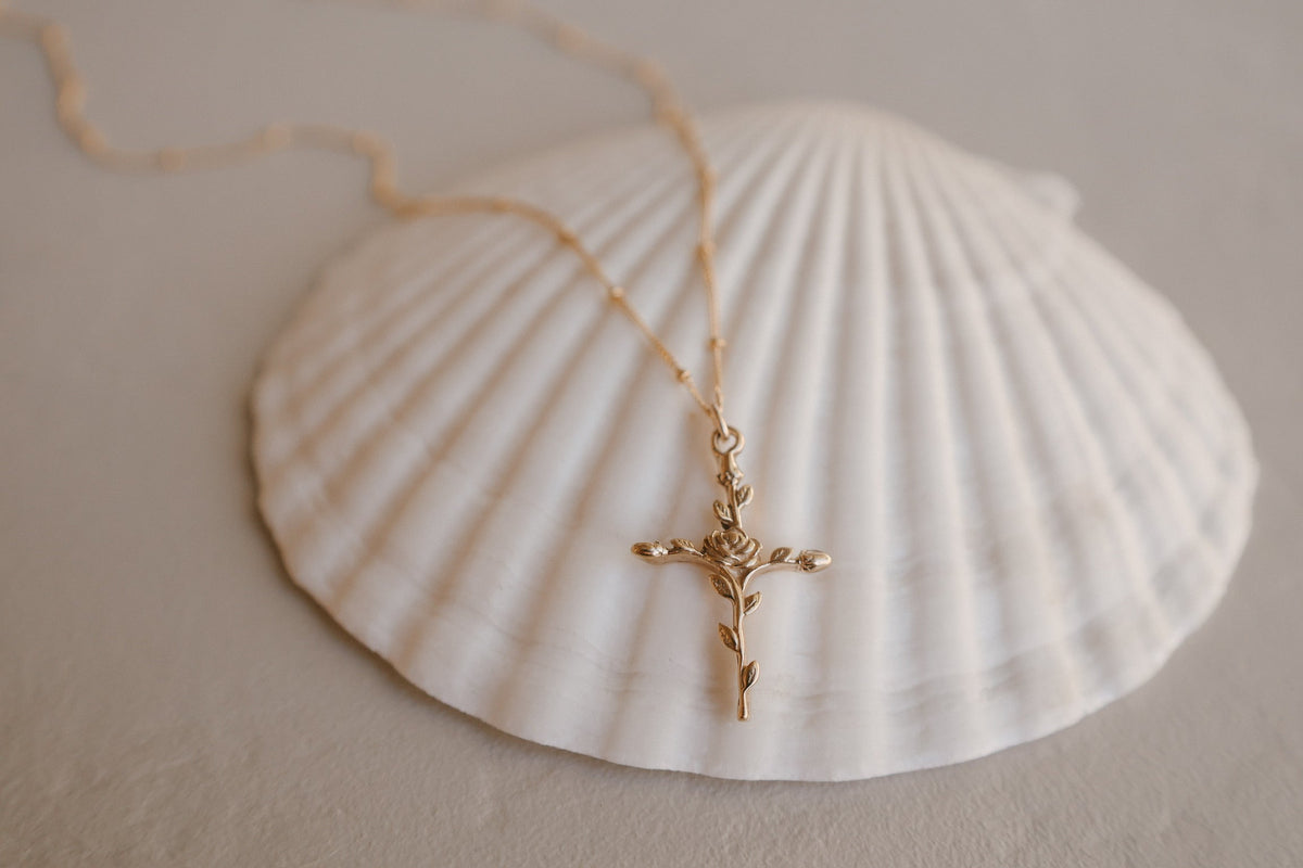 Roselle Cross Necklace