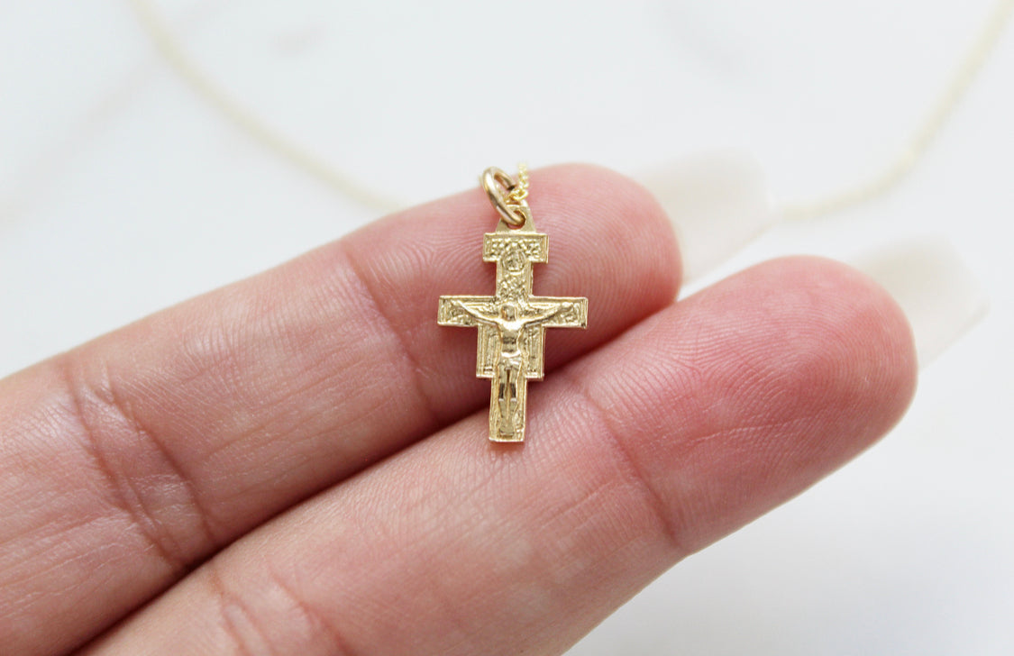 Damiano Crucifix Necklace 14K Gold