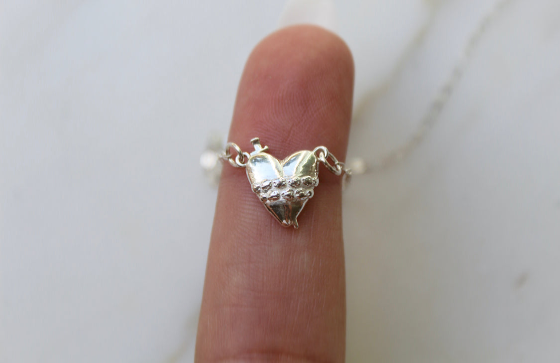 Immaculate Heart of Mary Necklace in Sterling Silver