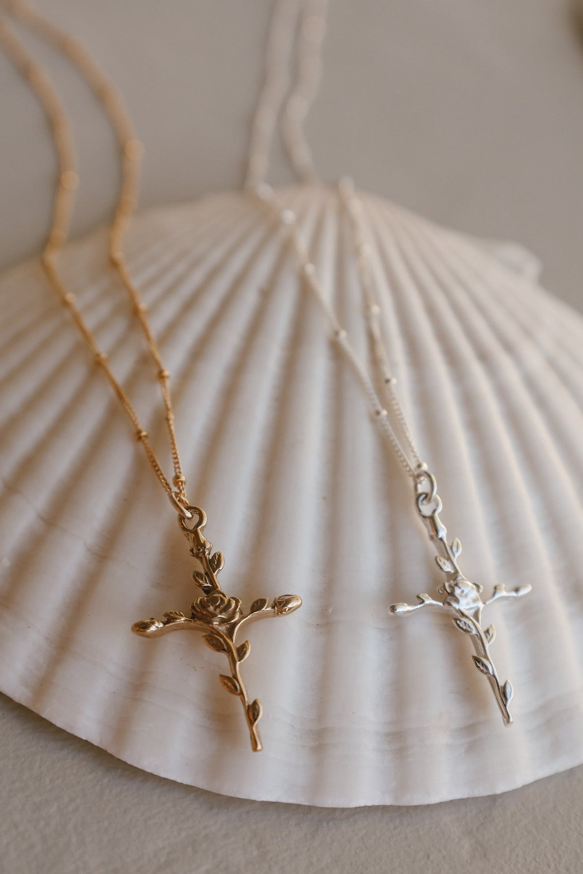 Roselle Cross Necklace