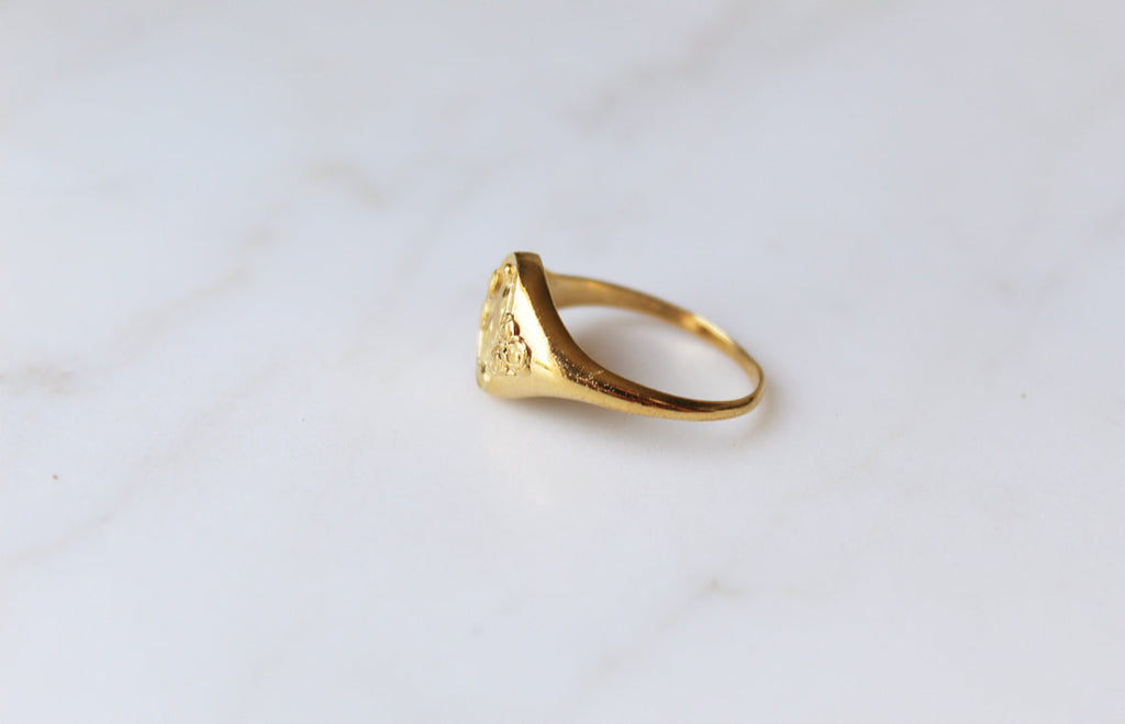 Miraculous Medal Signet Ring in Gold Vermeil