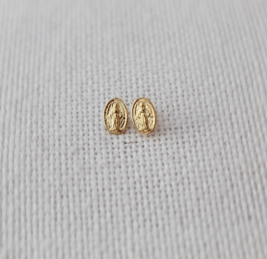 Miraculous Medal Earrings in Vermeil