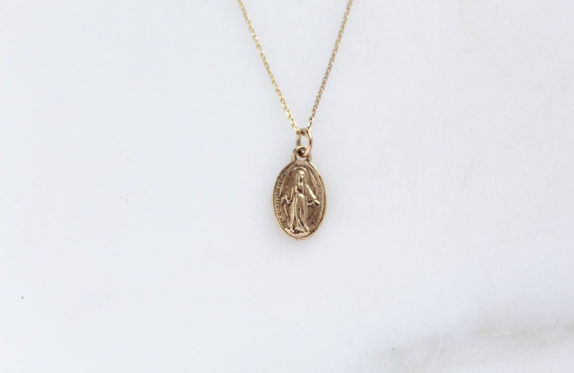 14k Gold Miraculous Medal Necklace