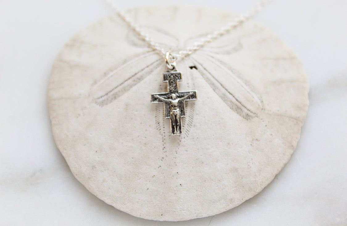 San Damiano Crucifix Necklace in 925 sterling silver