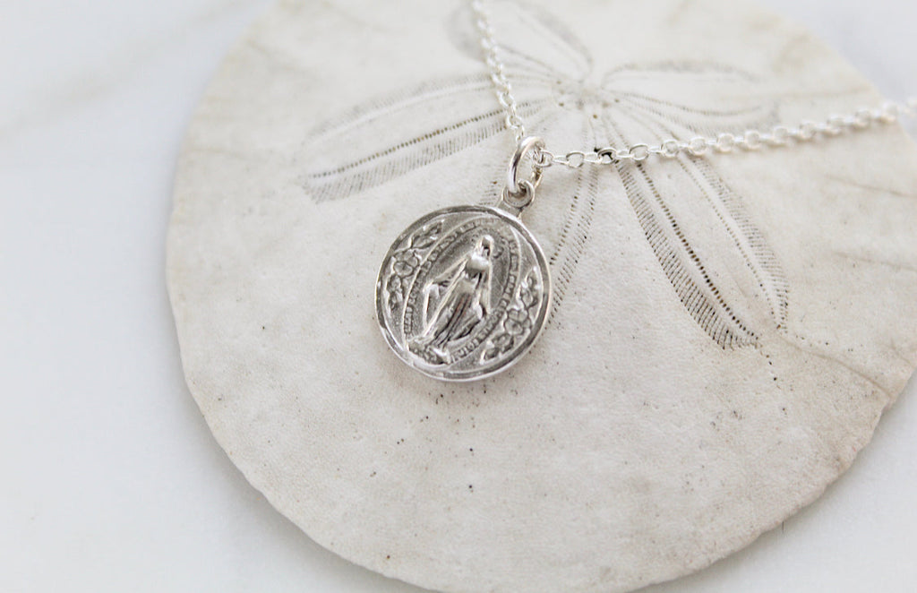 Round Miraculous Medal in 925 Sterling Silver
