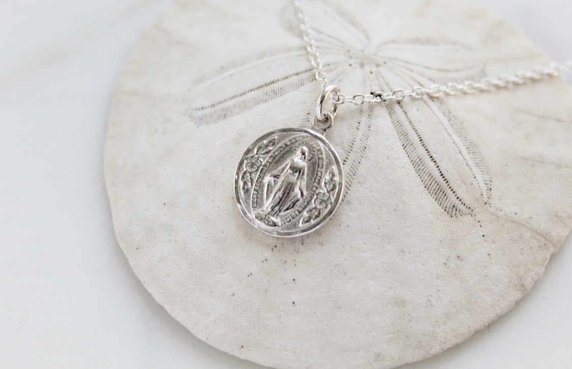 Round Miraculous Medal in 925 Sterling Silver